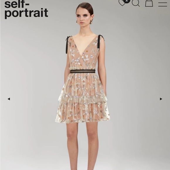 Self portrait Star Embellished Mini Tiered Dress NWT